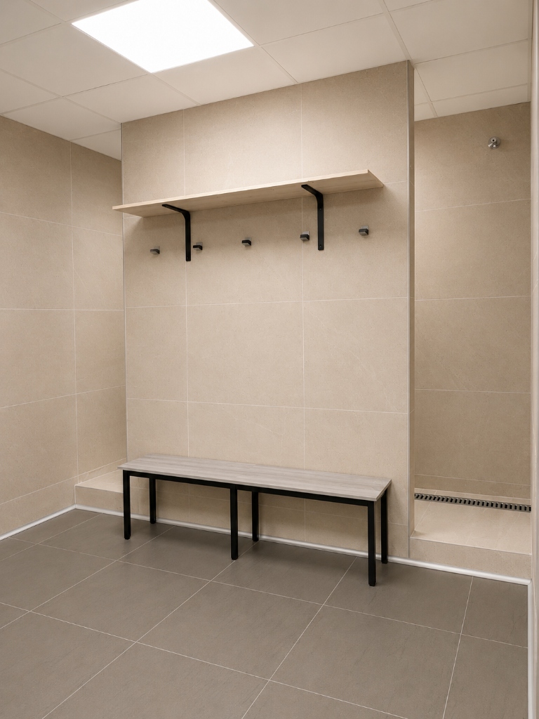 Modern clean changing room and shower